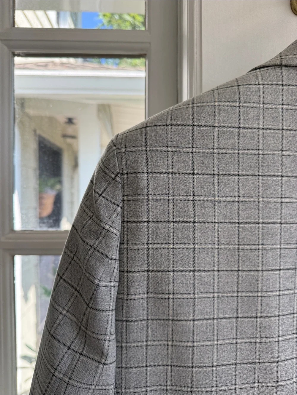 Men's Light Gray Windowpane Sport Coat Blazer